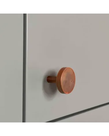 Bouton de meuble en laiton NENA M poignée design vue de côté montée sur un meuble