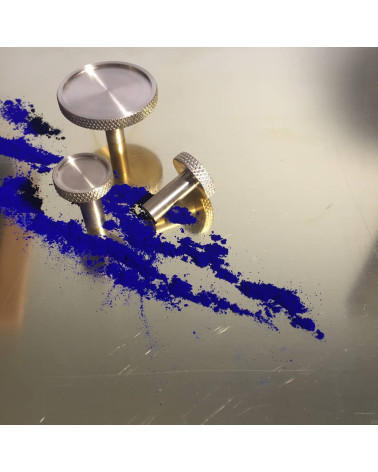 Bouton de meuble en laiton VERA poignée design avec décor poudre bleu