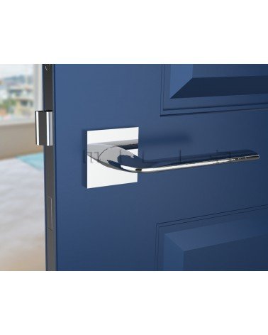 Poignée de porte en zamak STINGER poignée design couleur 4 vue de face montée sur une porte