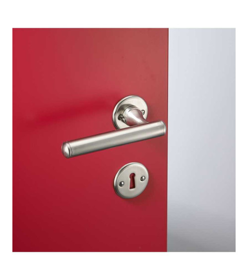 Ensemble poignée de porte arrondie en laiton sur rosace ronde
