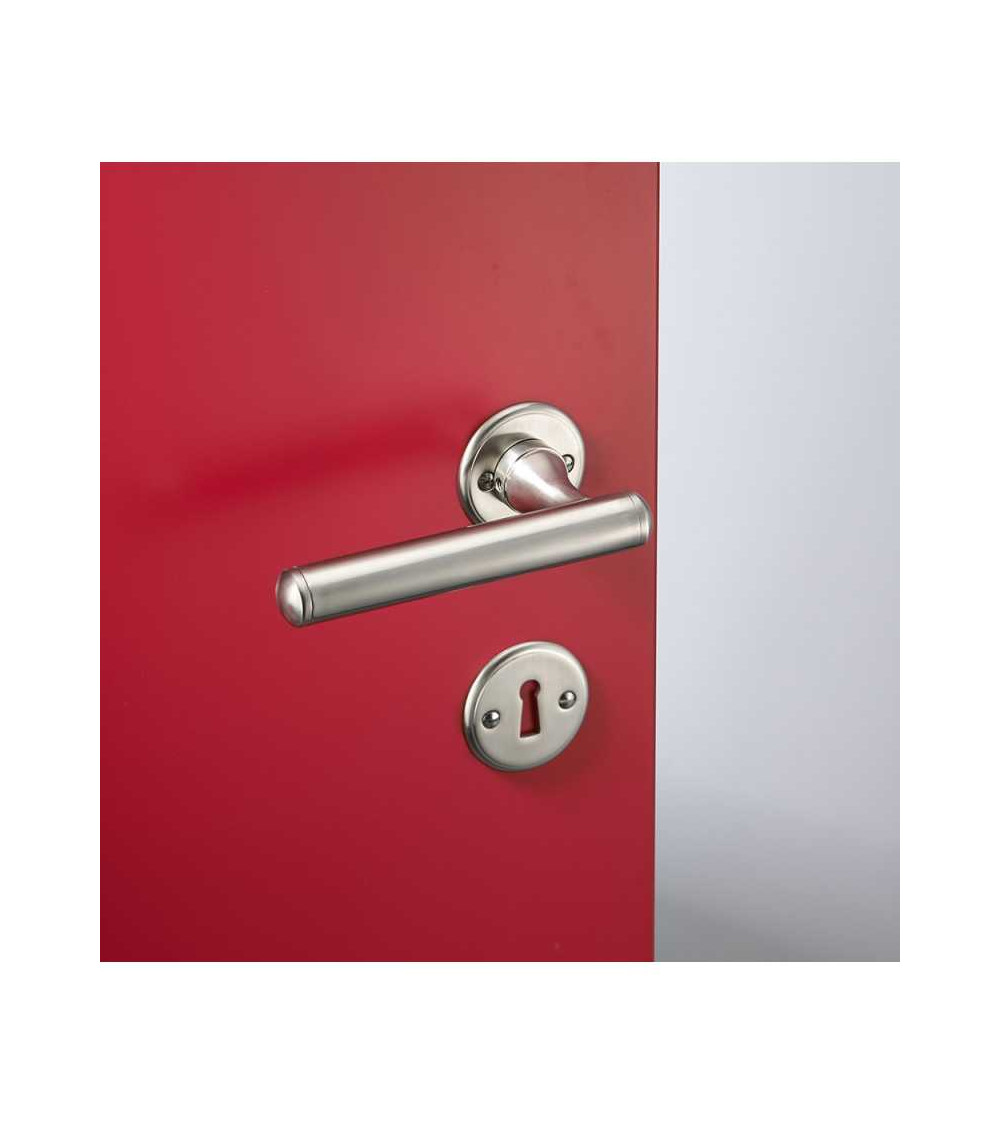 Ensemble poignée de porte arrondie en laiton sur rosace ronde