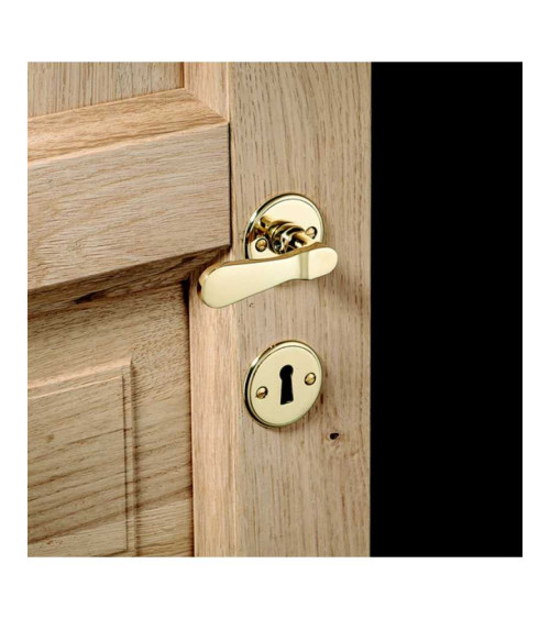 Ensemble béquille de porte bec de canard en laiton sur rosace ronde