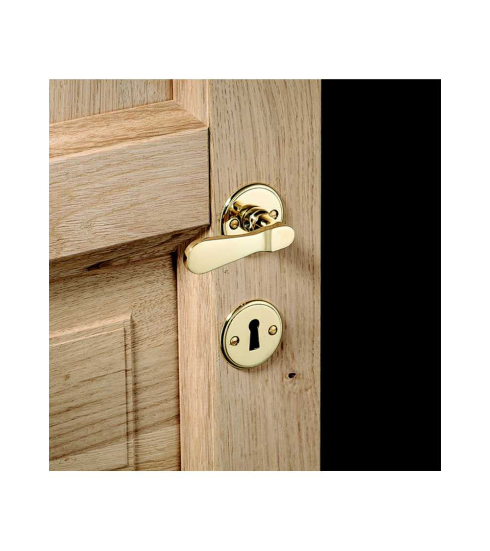 Ensemble béquille de porte bec de canard en laiton sur rosace ronde