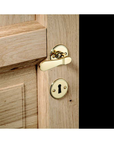 Ensemble béquille de porte bec de canard en laiton sur rosace ronde