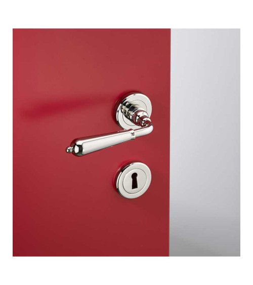 Ensemble béquille de porte moderne en laiton sur rosace ronde