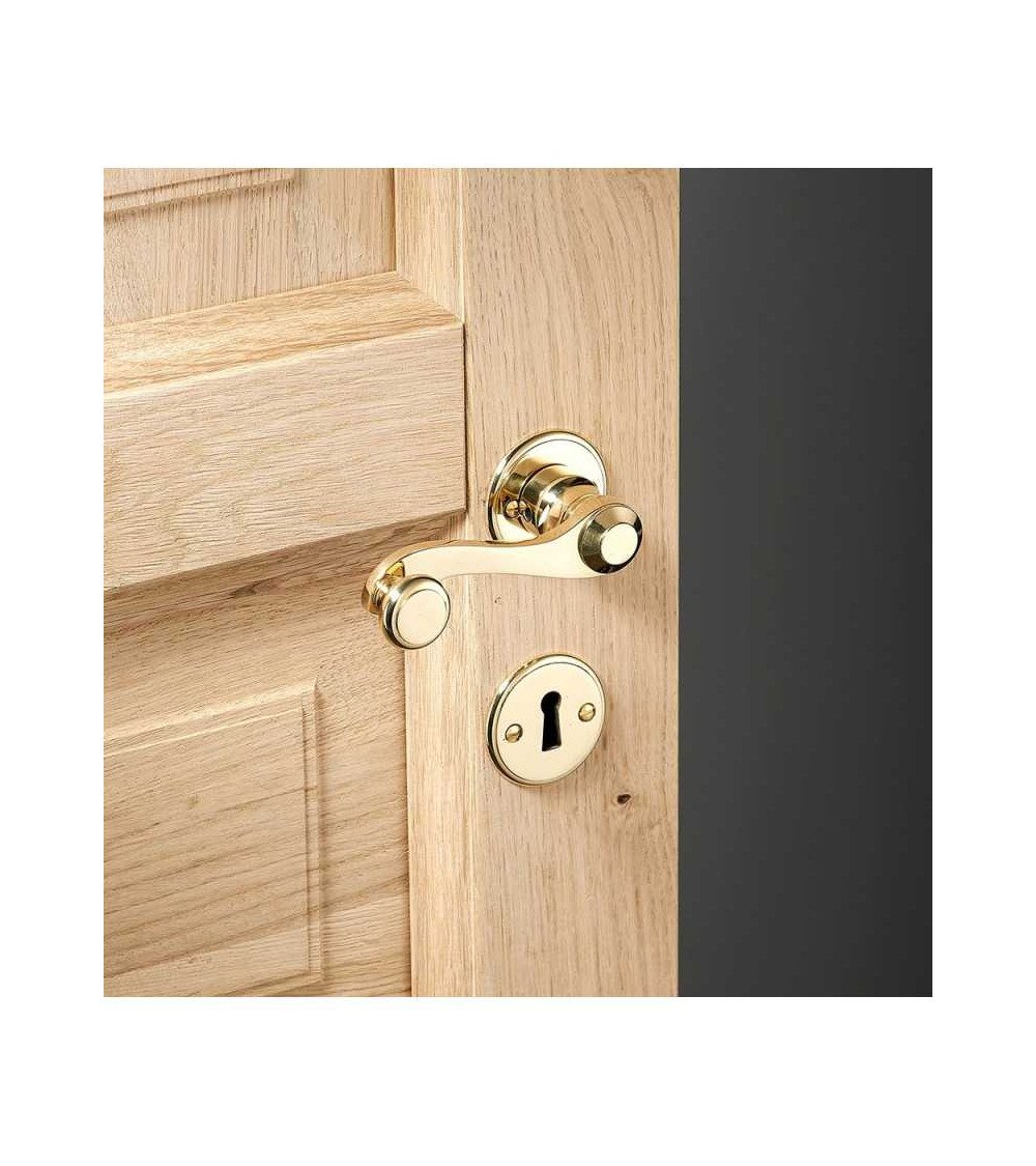 Ensemble béquille de porte manivelle en laiton sur rosace ronde