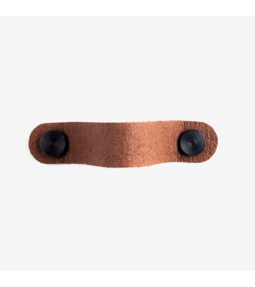 Poignée de meuble en cuir naturel couleur Brun/Noire