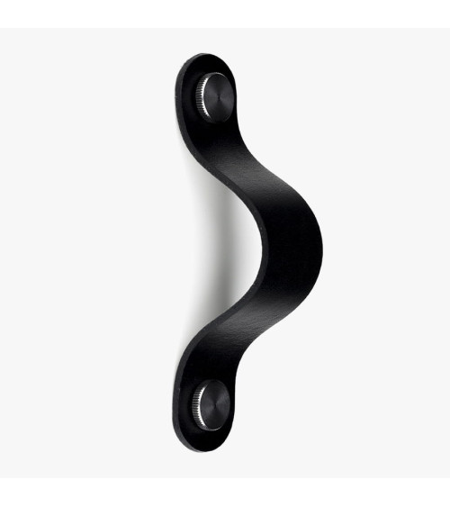 Poignée de meuble en cuir naturel couleur Noire/Noire