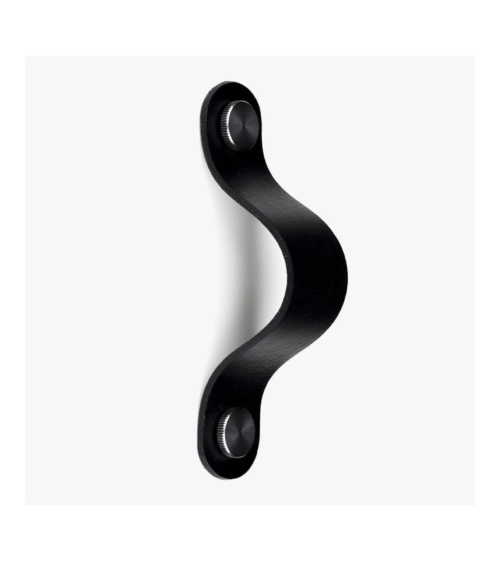 Poignée de meuble en cuir naturel couleur Noire/Noire