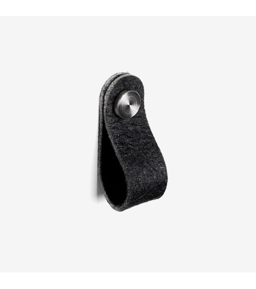 Bouton de meuble en cuir d'ananas pinatex Noire/Acier