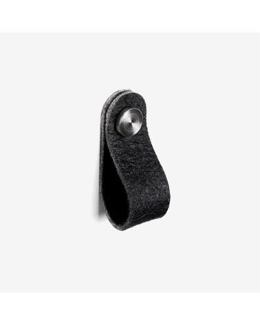 Bouton de meuble en cuir d'ananas pinatex Noire/Acier