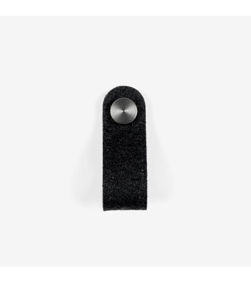 Bouton de meuble en cuir d'ananas pinatex Noire/Acier