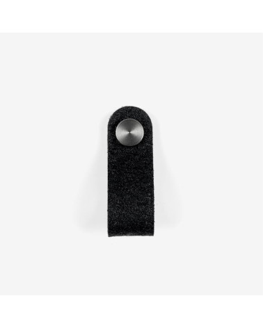 Bouton de meuble en cuir d'ananas pinatex Noire/Acier