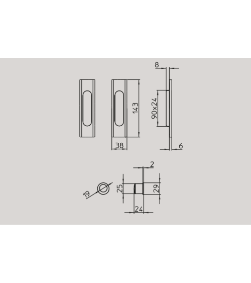 Poignée pour porte coulissante épurée MANDELLI 1038 quincaillerie design