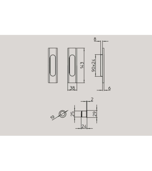 Poignée pour porte coulissante moderne MANDELLI 1108TC/S poignée design