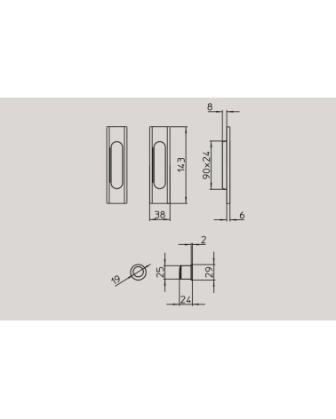 Poignée pour porte coulissante moderne MANDELLI 1108TC/S avec dimensions