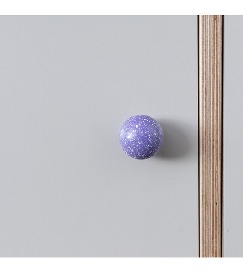 Bouton de meuble en bois de Hêtre lavande/blanc Mélange poignée design