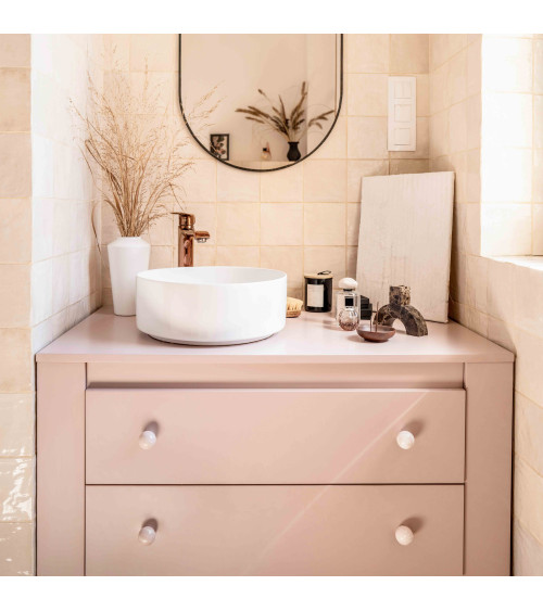 Bouton de meuble en bois de hêtre Rose taupe poignée design