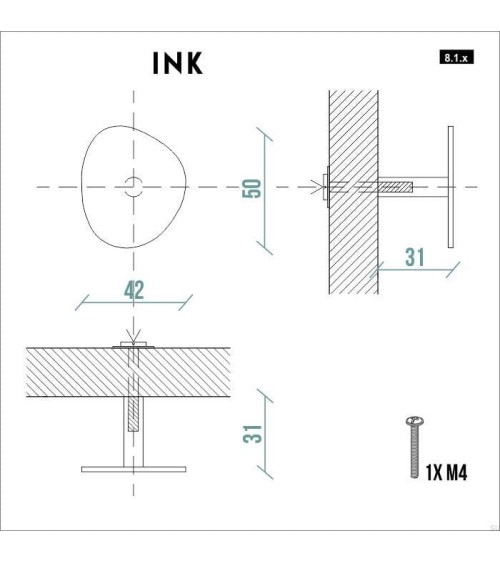 Bouton de meuble INK Noire