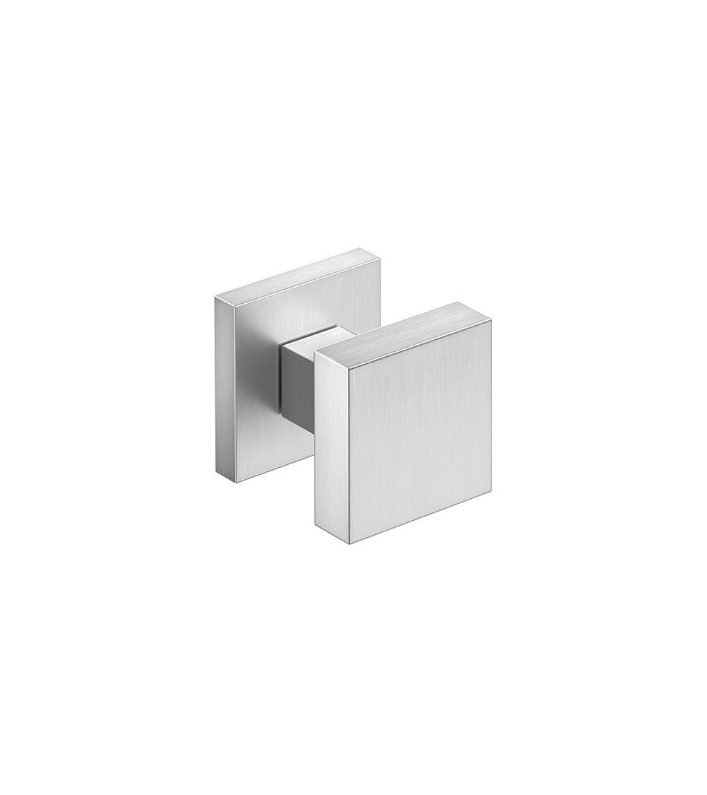 Bouton de porte chrome brossé AEGIS carrée -  poignée design