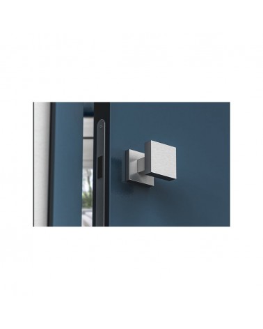 Bouton de porte chrome brossé AEGIS carrée -  poignée design