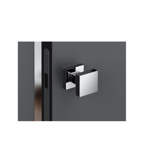 Bouton de porte chrome brossé AEGIS carrée -  poignée design