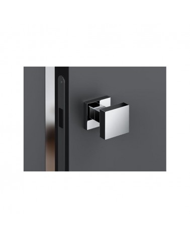 Bouton de porte chrome brossé AEGIS carrée -  poignée design