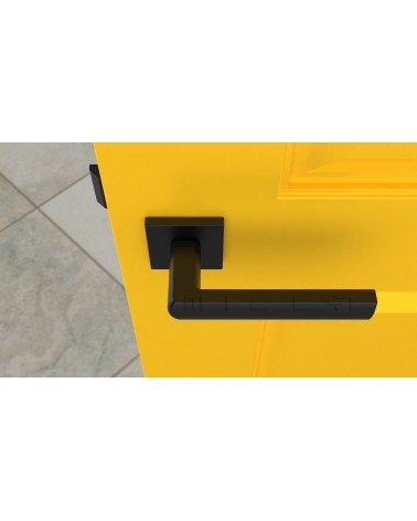 Poignée de porte HOSTA quincaillerie design couleur 1 vue de haut montée sur une porte