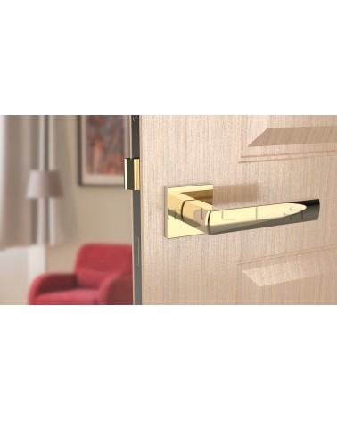 Poignée de porte HOSTA quincaillerie design couleur 3 vue de face montée sur une porte