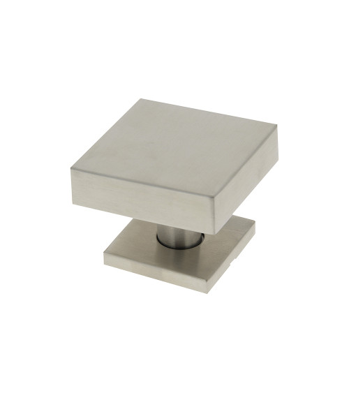 Bouton de Porte Carré 70x70mm Centre en Inox avec Rosace 52mm