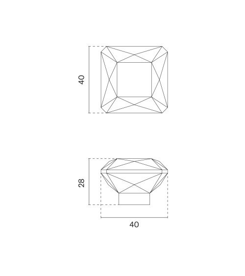 Bouton de meuble chrome poli/cristal noire 1065-S poignée design