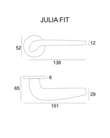 Poignée de porte moderne JULIA avec dimensions