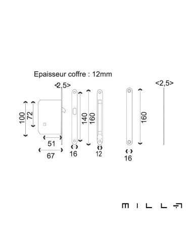Kit pour porte coulissante avec condamnation acier inoxidable avec légendes