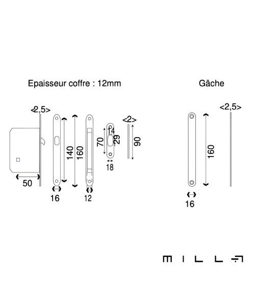 Kit poignée cuvette avec condamnation acier inoxidable quincaillerie design