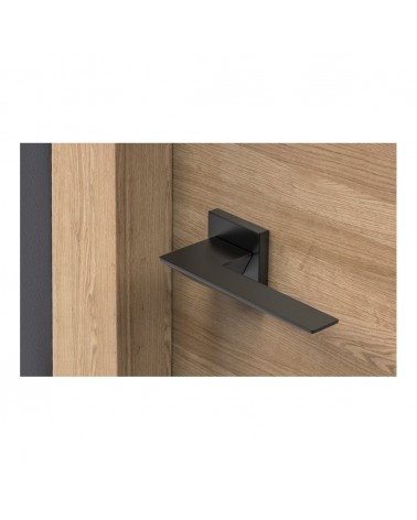 Poignée de porte en zamak Blade poignée design vue de haut montée sur une porte