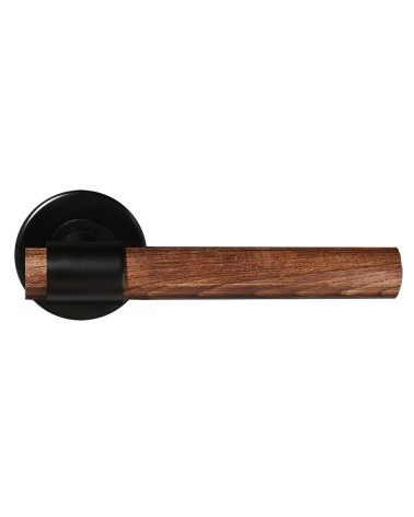 Poignée de porte en bois naturel de hêtre foncé traité et noire - Iraty