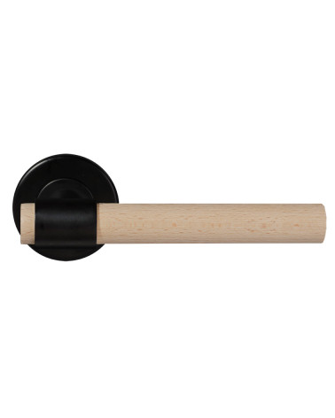 Poignée de porte en bois de hêtre naturel vernis et noire - Iraty