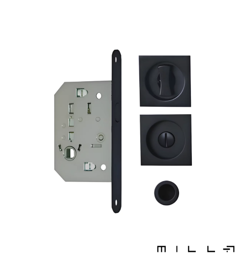 Kit pour portes coulissantes avec condamnation noires quincaillerie design