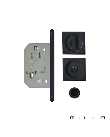 Kit pour portes coulissantes avec condamnation noires quincaillerie design