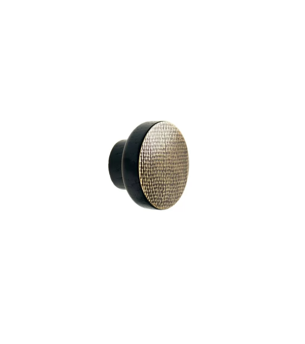 Poignée de meuble en bois vernis noir laiton