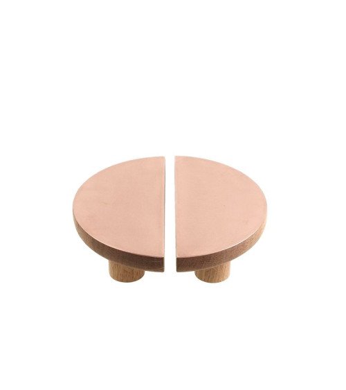 Poignée de meuble circulaires en bois et cuivre