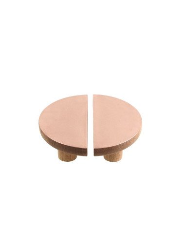 Poignée de meuble circulaires en bois et cuivre
