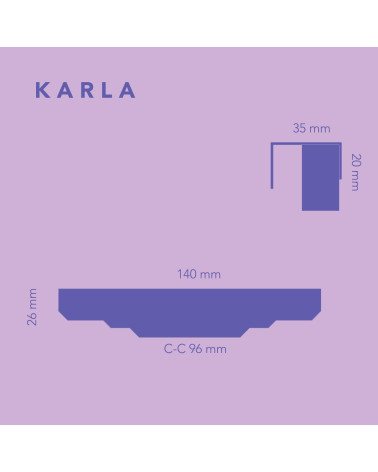 Poignée de meuble en laiton brossé KARLA EDGE avec dimensions