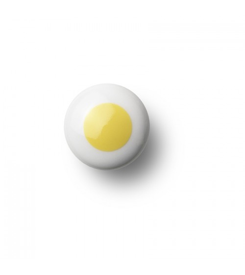 Bouton de meuble Anne Black Dot de couleur jaune - taille 30x30mm