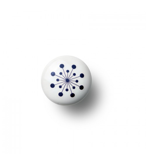 Bouton de meuble Anne Black model Flower de couleur bleu foncée, taille 30x30mm