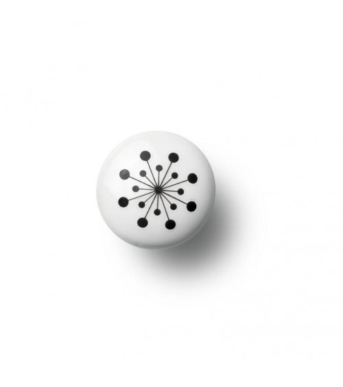Bouton de meuble Anne Black model Flower de couleur noire, taille 30x30mm