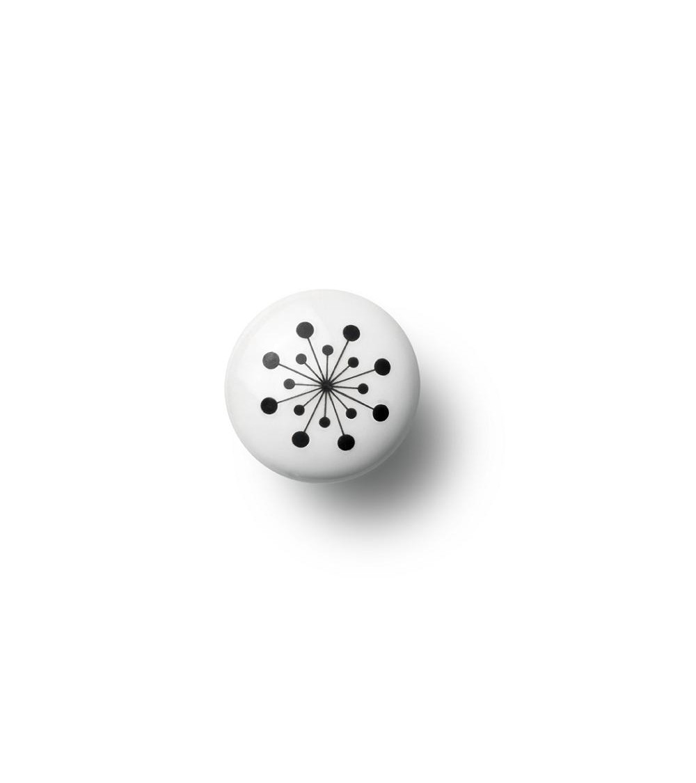 Bouton de meuble Anne Black model Flower de couleur noire, taille 30x30mm