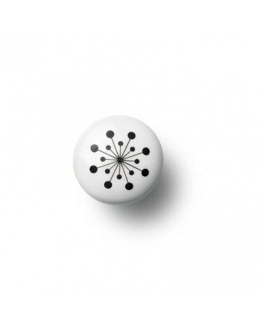 Bouton de meuble Anne Black model Flower de couleur noire, taille 30x30mm