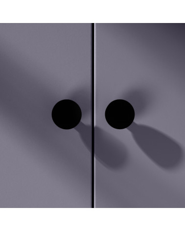 Bouton de meuble noire LUNA M poignée design vue de face montée sur un meuble
