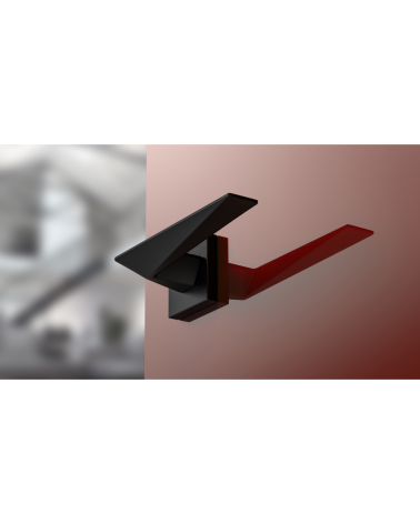 Poignée de porte noire Blade poignée design vue de bas montée sur une porte